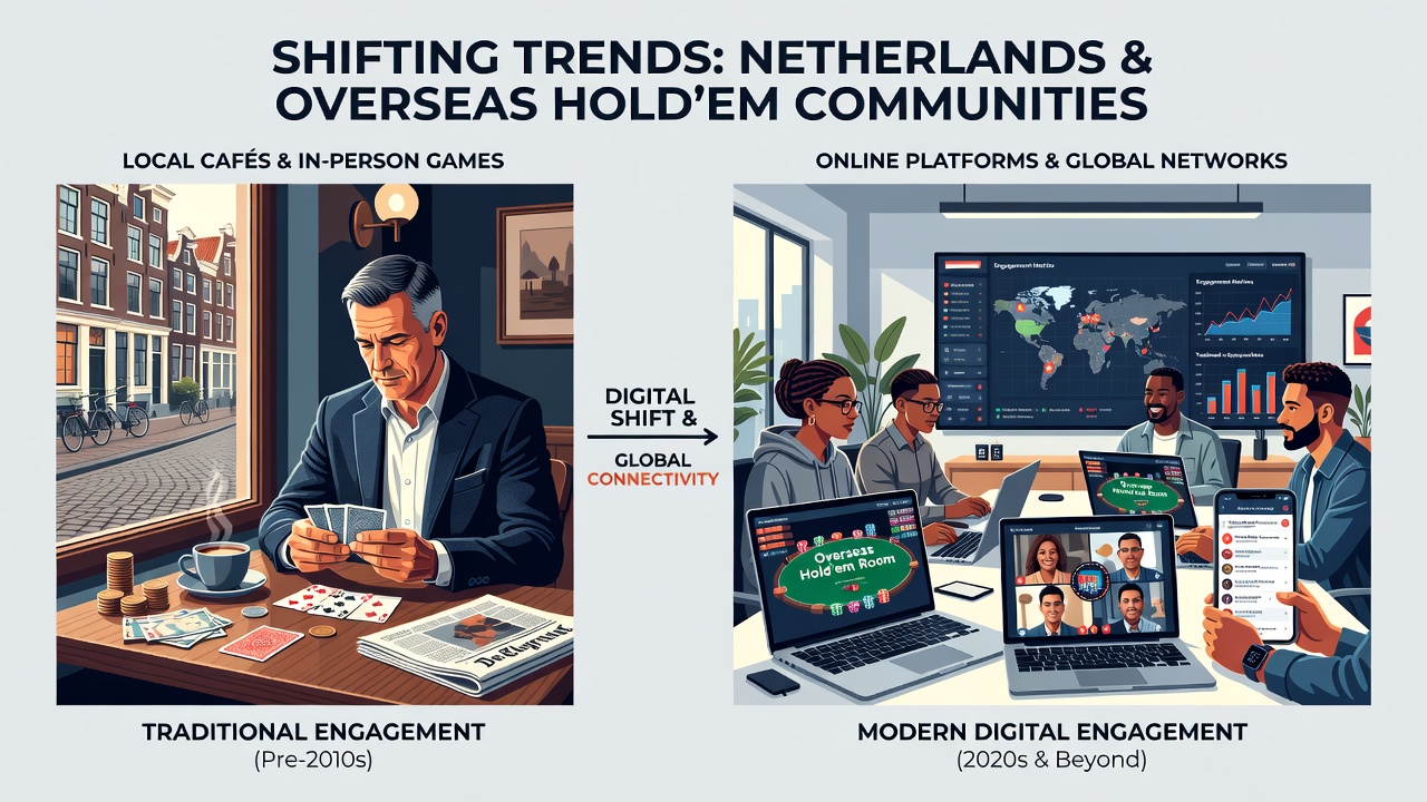 Foto van diverse poker spelers die online gemeenschappen verkennen via digitale platforms